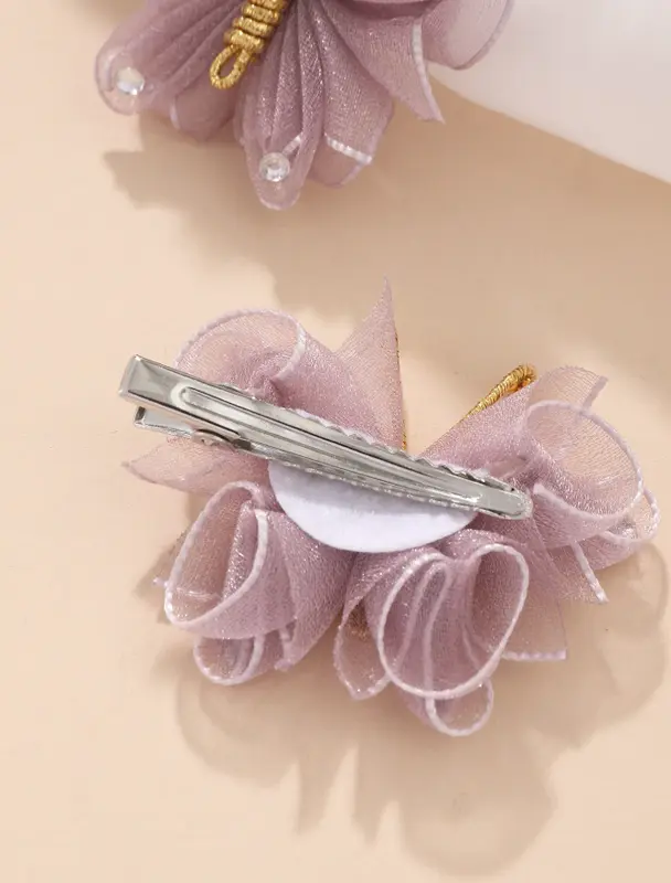 2pcs Toddler Girls Rhinestone & Butterfly Decor Hair Clip 1