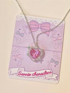 Women's Elegant Pink Rhinestone Decor Star Detail Pendant Necklace, Fashionable All-match Heart Shape Design Necklace for Party, Daily Clothing Decor for Girl, Fashion Jewelry, Valentine's Day, Gift