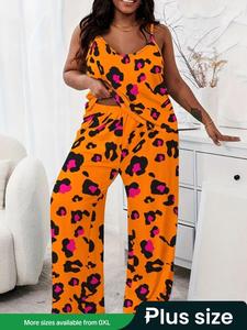 【Plus Size】 Cami Tops & Trouser Set, Co Ords Set for Women, Casual Comfy Camisole & Wide Leg Pants Set for Daily Wear, Summer Sets, Women's 2 Piece Sets, 2 Piece Summer Set, Summer Co Ord Sets, Womenswear, Clothes, Casual Outfits Women