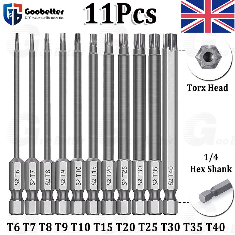 11PCS S2 Steel Torx Screwdriver Bit Set For Secure Screw  holding Compatible with Various Power Tools 0