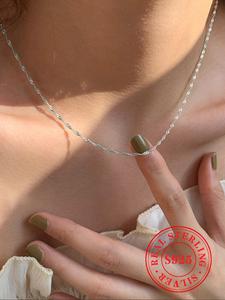 S925 Sterling Silver Women's Elegant Wave Design Chain Necklace, Exquisite Trendy Necklace, Chic Gorgeous Jewelry Accessories As Gift for Girlfriend