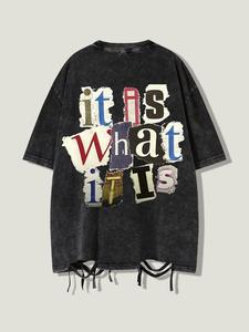 Unisex's Letter Print Graphic Tee, Casual Comfy Short Sleeve T-shirt for Summer, Fashion Unisex's Top for Daily Wear