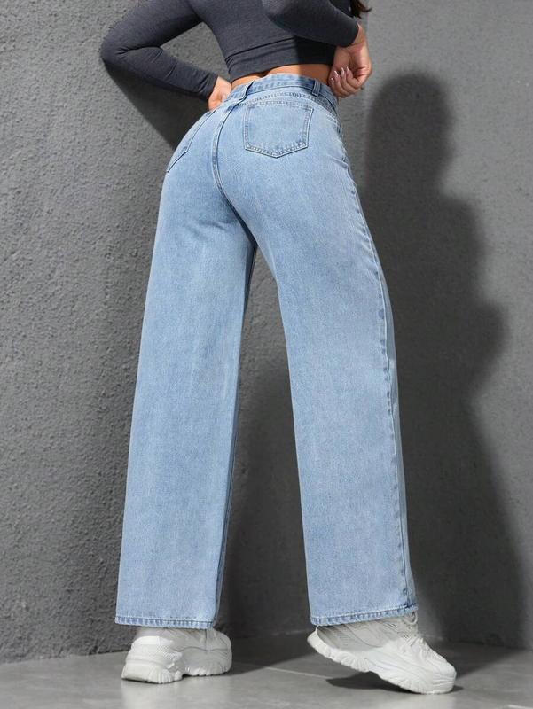 2025 spring new American wide leg jeans women light color washed loose slim mopping denim trousers 3