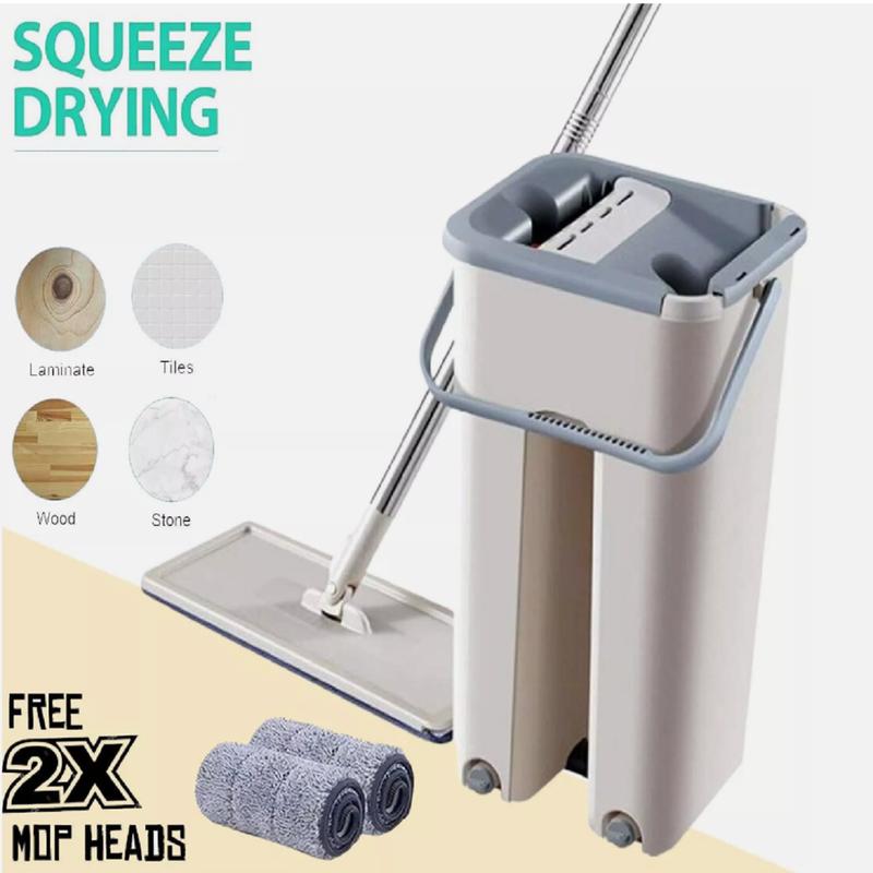 MAGICAL Mop and Bucket Set Multi-Functional Wash & Dry Flat Squeeze 360°+2 Pads 0