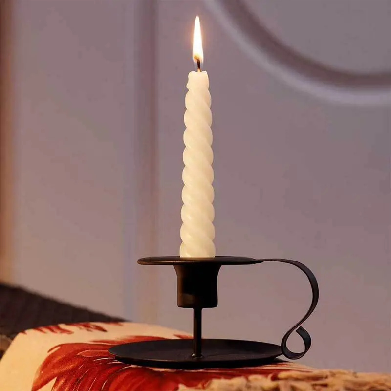 2 pcs Candlestick Holders with Handrail Candle Stands Vintage Decoration for Christmas Halloween Valentines 3
