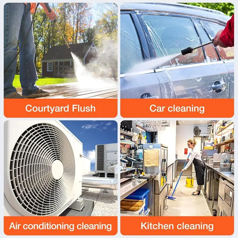 NEW Pressure Washer, 60 Bar 6 in 1 nozzle Portable Pressure Washer with Battery and Charger 24 Volt Rechargeable Battery Electric Pressure Washer for Car/Fence/Garden Cleaning 3