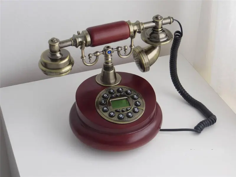 DESIGNO Replica Antique Telephone Vintage Home Landline Corded Working Classical Phone Machine (Wooden) 2
