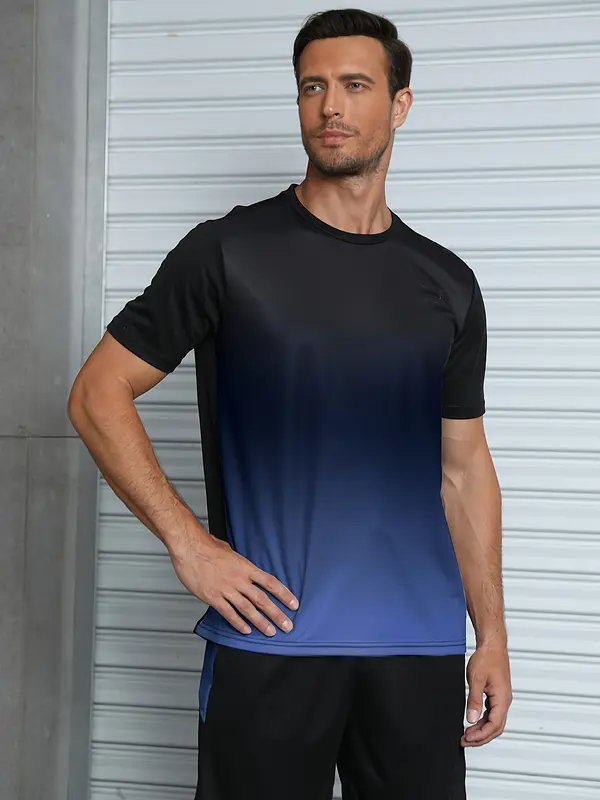 6-piece men's short-sleeved and shorts sports casual clothing set, including a color-changing crew neck T-shirt and a pair of shorts, suitable for running and fitness, outdoor, daily wear 7