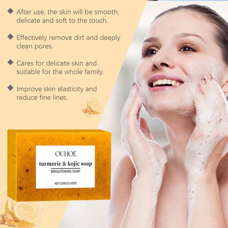 Ouhoe 100g Kojic Acid Turmeric Skin Brightening Soap cleansing series Reduce Dark Spot Anti Acne Moisturizer Exfoliating Soap 1