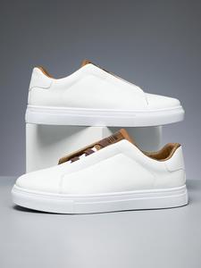 Men's Solid Color Lace Up Low Top Sneakers, Casual Comfortable Sports Shoes for Outdoor Walking Jogging Traveling, Breathable Non-slip Sneakers