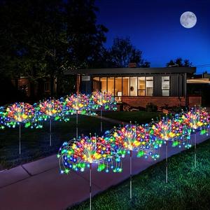Solar Powered Firework Shaped LED Light, Outdoor Garden Decorative Light, Solar Garden Lights, Ground Inserted LED Light for Garden Patio Yard Lawn Decoration, Garden Accessories, Modern Outdoor Lighting, Outdoor Landscape Lights