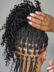 Boho Style Synthetic Box Braided Full Lace Wigs for Women, Gorgeous Fluffy Wigs with Baby Hair Bangs, Synthetic Braided Lace Wigs for Party, Daily Use