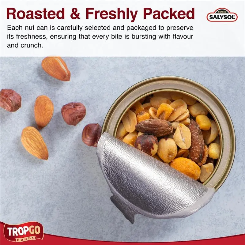 Salysol Snacks Cocktail Nuts 10 x 50g Cans - Blend of Almonds, Cashews, Peanuts, Hazelnuts & More Natural Protein Honey 5