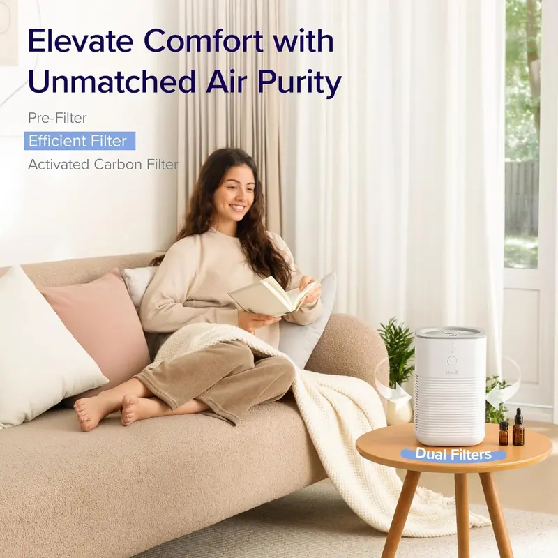 2025NEW-LEVOIT Air Purifier for Home Bedroom, Dual HEPA Filters with Aromatherapy Diffuser, Quiet Sleep Mode, Air Cleaner for Smoke, Allergies, Pet Dander, 100% Ozone Free, Air Frenshener, LV-H128, Gray 1