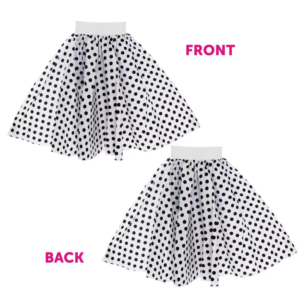 Ladies White and Black Polka Dot Skirt and Scarf for 1950's Swing Energy - Comfort, Dress