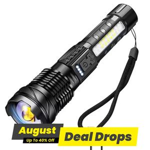 LED Torch, Portable Flashlight with Zoom, Zoomable Torches, USB Rechargeable Flashlight, Handheld Tactical Torch for Camping Hiking Outdoors, Back To School Outfits, Adjustable Tactical Flashlight, High Powered Flashlight, High Lumen Flashlight