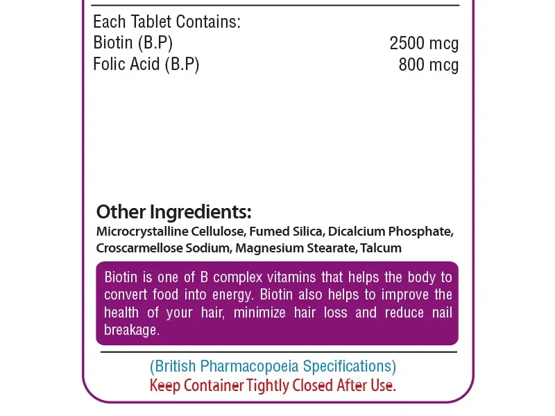 Biotin Plus: (Buy 1, Get 1 Half) For Lustrous Hair, nails & skin, 30 Tablets per bottle, Free shipping. Vegan & GMO Free, Biotin | LIMITED STOCK 4