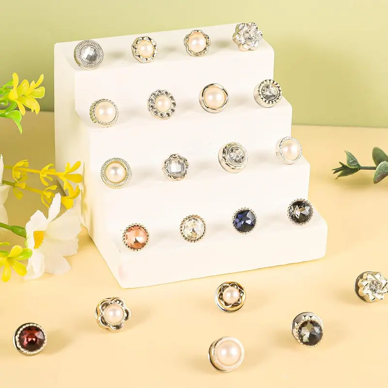 30 PCS Women Shirt Brooch Buttons Anti Exposure Fixed Brooches Modesty Pins Pearl Buttons 1