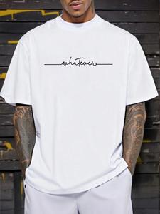 Men's Letter Print Round Neck Tee, Loose Casual Fashion Short Sleeve T-shirt for Summer, Men's Top for Daily Wear, Tropical