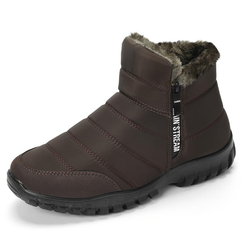 Men'S Solid Black Snow Boots with Side Zipper - Warm Fleece Lined, Non-Slip Ankle Boots for Winter Hiking and Trekking, and Breathable, Winter Hiking Boots|Stylish Winter Boots| Boots 5