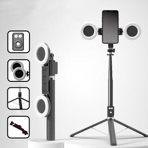 67inch Aluminum Alloy Phone Selfie Stick with 2 Fill Light, Multifunctional Remote Control Selfie Stick, Live Streaming Tripod for Mobile Phone, Tripod Ring, Cellphone Tripod Stabilizer, Tripod Standing Photo Videography Equipment, Smartphone Vlogging Kit
