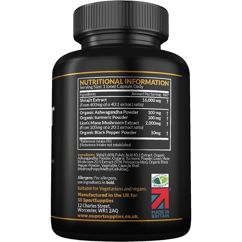 Shilajit Capsules 16,000mg - 120 Days Supply - 60% Fulvic Acid - Ashwagandha, Lions Mane, Turmeric & Black Pepper 2