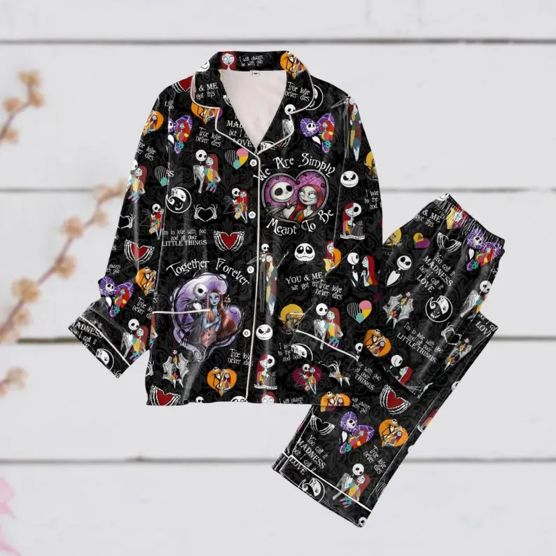 Jack And Sally Pyjamas, Nightmare Before Pyjamas Set, Oogie Boogie Bash Shirt, Spooky Season Holiday Pjs, Movie Gift 4