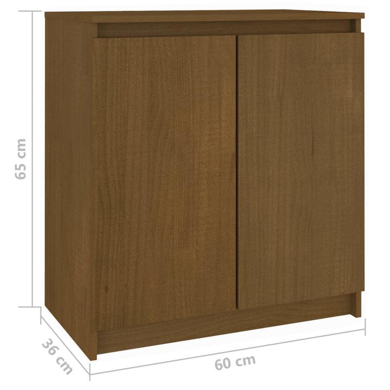 Solid Pine Side Cabinet in Honey Brown, 60 x 36 x 65 cm - Compact and Stylish Storage Solution 6