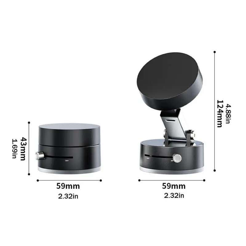 360° Magnetic Car Phone Holder Vacuum Suction Dashboard Mount with Dual Magnetic Base for Drivers, 360 Rotation & Anti Slip Design 1