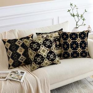 Boho Style Geometric Pattern Cushion Cover, 4 Counts/set Square Throw Pillow Cover, Household Decoration Supplies for Home Living Room Bedroom Sofa Couch
