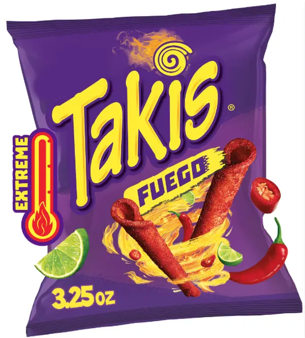 Takis Fuego Spicy Chili Pepper and Lime Rolled Tortilla Crunchy American Crisps Snacks Chips