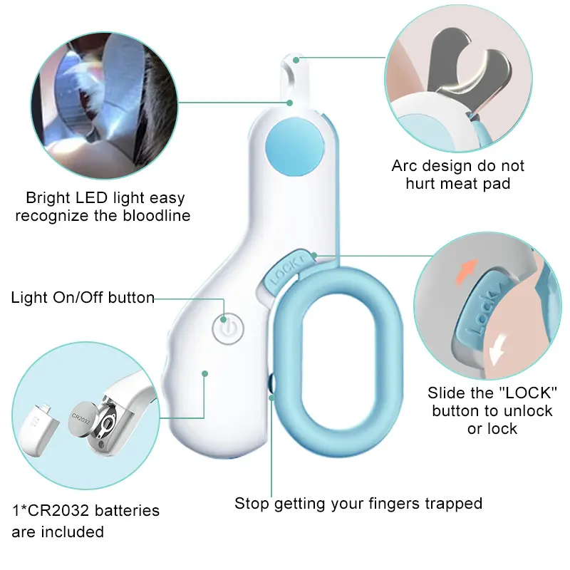 RISELDAJOR  Professional Pet Grooming Must-Have: Dog and Cat Nail Clippers Equipped with LED Lights for Precise Trimming 3
