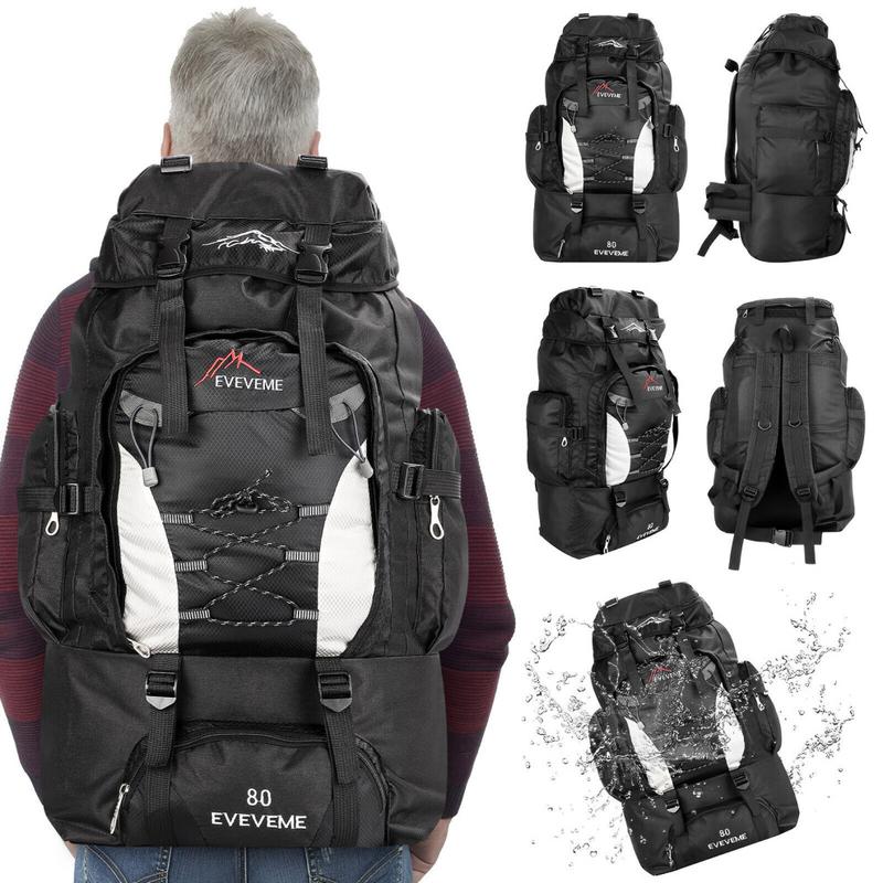 Hiking Backpack, 80L Large Capacity Trekking Rucksack, Waterproof Hiking Rucksack, Lightweight Outdoor Camping Daypack with Rain Cover for Mountaineering Touring 7