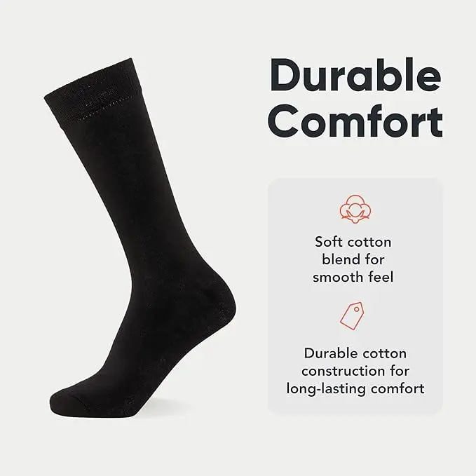 0-Pack Plain Mens Socks - Comfortable Charcoal, Navy & Black Socks for Men - Smart Dress Look - Suitable for Work and Casual Wear - Cotton Rich, Breathable, Stain Resistant and Durable Menswear Beige 1