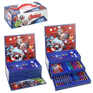 Avengers 52pc Kids Colouring Art Stationery Set with Watercolour Felt Tip Pens Crayons and Pencils Travel Set for Children