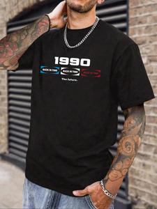 Men's Letter & Figure Print Round Neck Tee, Loose Casual Fashion Short Sleeve T-shirt for Summer, Men's Top for Daily Wear