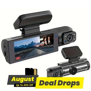 Dual Recording Car DVR Camera, HD Dash Camera with 64GB Memory Card, Wide Angle Car Dash Camera with 3.16 Inch lPS Screen, Video Surveillance, Recording Camera, Front Rear Dashcam, WiFi Dashcam, HD Driving Recorder