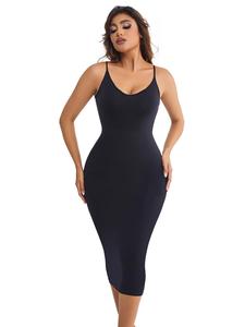 Women's Solid Color Shapewear Dress, High Stretch Breathable Shaper Dress, Tummy Control Butt Lifter, Ladies Shapewear for All Seasons