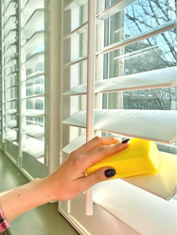 Damp Duster, Multipurpose Dusters for Cleaning - Venetian & Wooden Blind Cleaner, Ridged Dusting Sponge for Vents, Radiator, Skirting Boards, Mirrors - Home Cleaning Products, Yellow 2