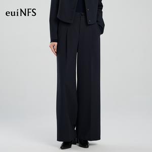 【euiNFS】High-Waist Wide Leg Suit Trousers for Women | Elegant Office Work Pants | Classic Straight Loose Fit | Minimalist Korean Style【E123325】