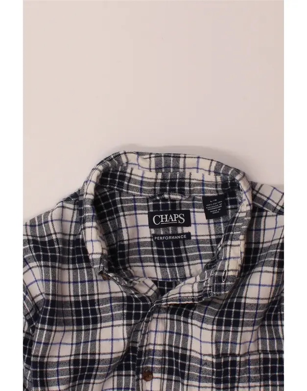 Pre-Owned Vintage CHAPS Mens Flannel Shirt Large Black Check Cotton 3