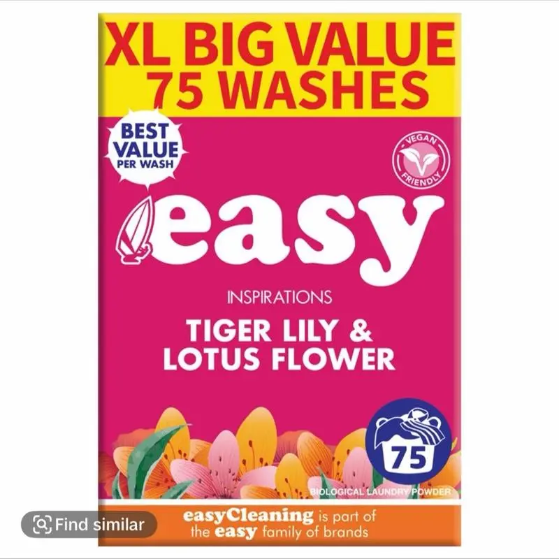 Easy Bio Laundry Powder Detergent 5.1Kg with Tiger Lily & Lotus Flower for 75 Washes - Natural & Tropical Fragrance