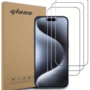 Tempered Glass Screen Protector, 3 Counts Full Coverage Screen Protector, Phone Accessories Compatible with iPhone 15 Pro Max 14 Plus 13 12 11 XS XR