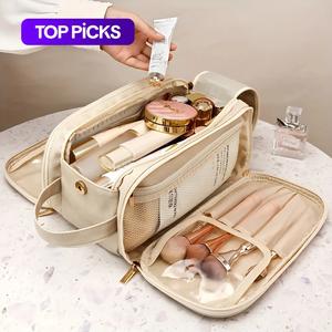 Large Capacity Travel Makeup Bag, 1 Count Portable Cosmetic Storage Bag, Zipper Makeup Organizer Pouch, Versatile Storage Bag for Travel, Outing, Daily Use, Handheld Cosmetic Pouch #TOP PICKS