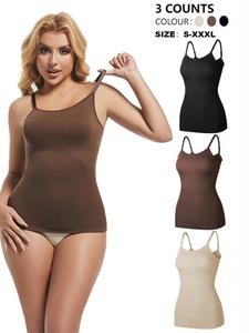 Women's Solid Backless Shapewear Tank Top, High Stretch Adjustable Strap Shaper, Tummy Control Shapewear for Daily Wear