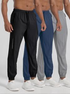 Men's Letter Print Zipper Pocket Sweatpants, Breathable Comfortable Sports Pants, Casual Jogger Pants for Outdoor Workout Running