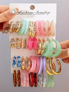 Mixed Color C-shaped Hoop Earring Sets, High Quality Earrings, Fashion Jewelry for Party, Daily Clothing Decor, Pride 2025, Lgbtq, Trendy All-match & Exquisite Jewelry for Birthday Gift, Fashion Jewelry Accessories, Earrings Set