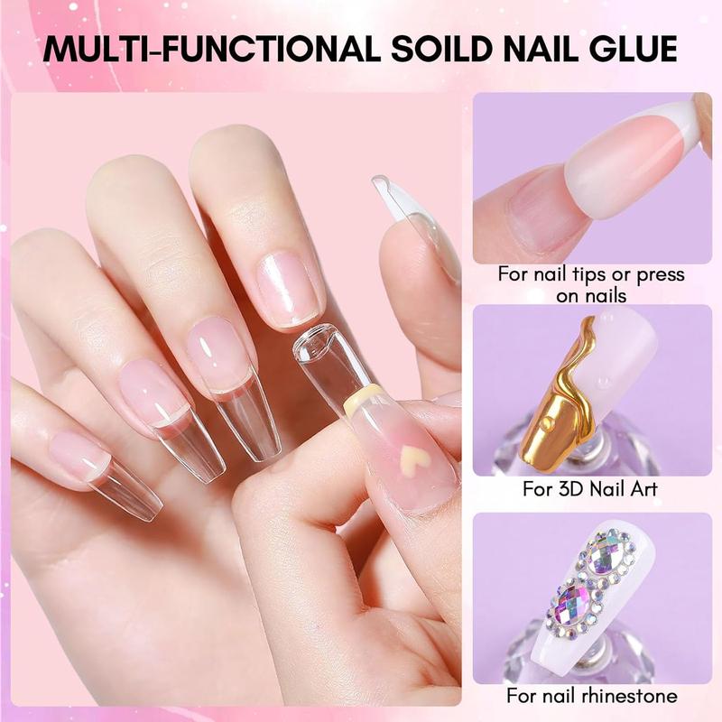 Nail Glue for Press on Nails, Solid Nail Glue Gel for Acrylic Tips, Extra Strong UV False Nail Glue, Non-Sticky 3D Gel for Acrylic Decoration 4
