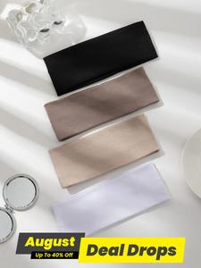 Fashion Solid Color Hair Band (4pcs), High Stretch Sweat-absorbing Hair Band, Hair Accessories for Women & Men for Daily Use, Workout Headband