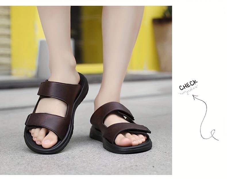 Product Introduction of Men's Vintage Breathable Sandals, Trendy Slip On Shoes For All Seasons, Solid Color Slippers For Outdoor Activity Beach Vacation 8